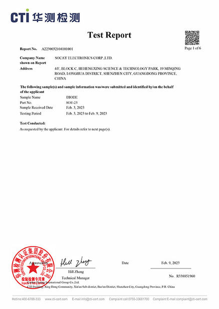 Китай Shenzhen Socay Electronics Co., Ltd. Сертификаты